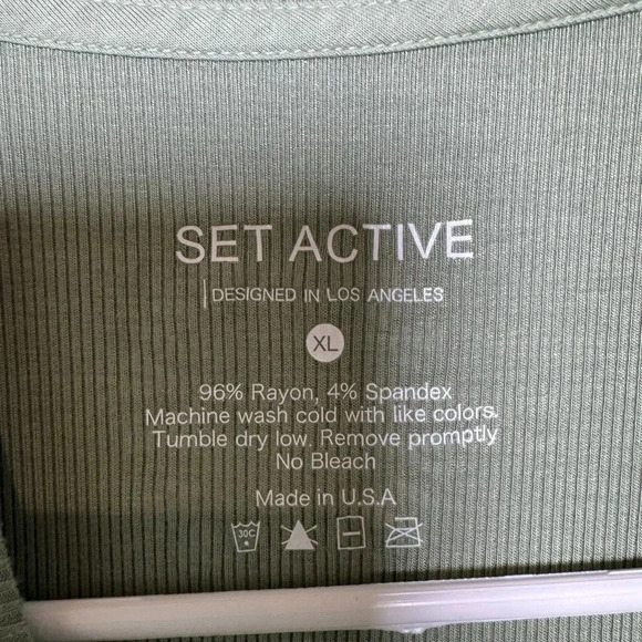 SET ACTIVE NWT Women’s Sage Green Short Sleeve Top Size XL - Picture 3 of 4
